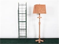 Adjustable Wooden Floor Lamp, Foldable Bakers Rack