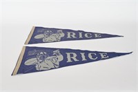 Vintage Rice University College  Felt Pennants