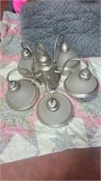 Metal and Glass chandelier.  5 bulbs