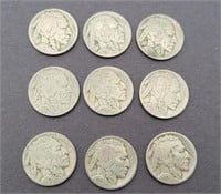 1927 Buffalo Nickels (lot of 9)