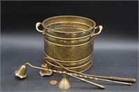 Brass Planter & 3 Brass~Copper Candle Snuffers