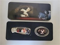 Elvis Collectors knife and belt buckle