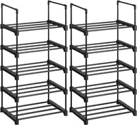 Set of 2, 5-Tier Shoe Organizers, Black