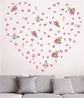 Easy-peel 123PCS Pink Flowers Vinyl Wall Decals