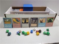 Box of Assorted Magic The Gathering Cards & Dice