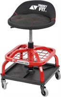 *Rolling Shop Stool with Casters, Black & Red*