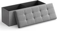 43" Folding Storage Ottoman Bench, Gray