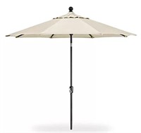 9ft Wood Market Umbrella with Beige Cover