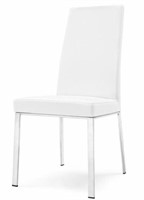 Padded Upholstered Chair with High Back, White