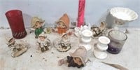 Assorted Small Figurines & Candle Holders