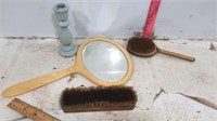 Old Hand Mirror, Shoe Brush, Old Hair Brush, Candl