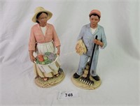 Homco African Porcelain Lady And Man
