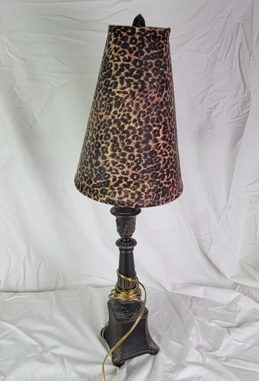 Metal Lamp With Cheetah Print Shade