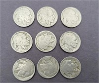 1929 Buffalo Nickels (lot of 9)