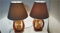Pair of Channel Oakwood Lamps
