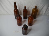 Vintage glass bottles amber