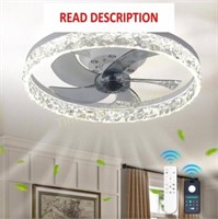 FRIXCHUR Crystal Chandelier Fan  White