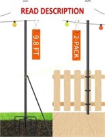 Steel Poles for Hanging String Lights - 2 Pack