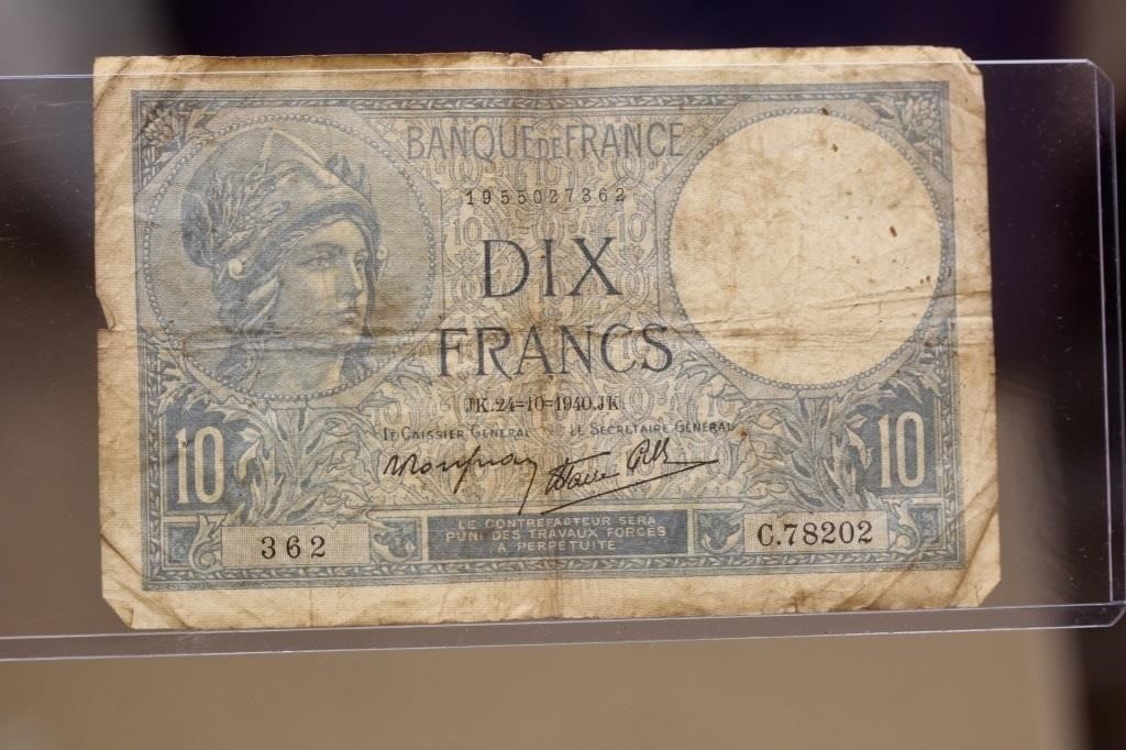 Francs 10 Dix Note