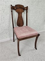 Walnut accent chair, note condition