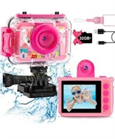 Kids Waterproof Camera - 180 Rotatable 1080P HD Ch