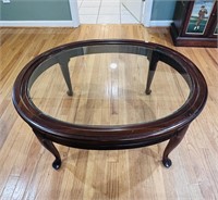 Oval Wood/ Glass Coffee Table 36" w x 17" tall