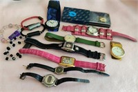 10 vtg FUNKY LADIES WRIST WATCHES, LEATHER &
