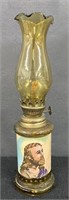 Vtg Amber Glass Jesus Chapstick Co. Oil Lamp
