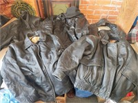 4 ASST BLACK FAUX / REAL LEATHER JACKETS+CHAPS