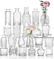 CEWOR Glass Bud Vases in Bulk  22 Set  Clear