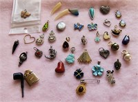 36 ASSORTED vtg SMALL PENDANTS, VARIOUS SIZES