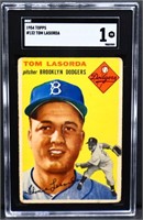 Graded 1954 Topps Tom Lasorda card