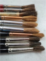 10 vtg OIL PAINT BRUSHES, ASSORTED ROUND