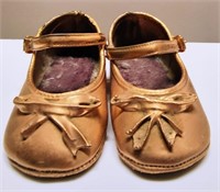 PR vtg Bronzed Baby Girl Shoes, MaryJanes 2.5"