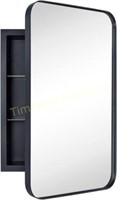 Matt Black Mirror Cabinet 16x24' Steel Frame