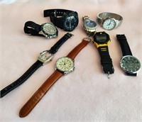 8 vtg MENS' ASSORTED WATCHES, TIMEX-ARMITRON
