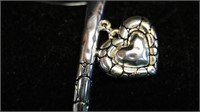 NWT Silver Tone Stretch Bracelet w/Heart Pendant