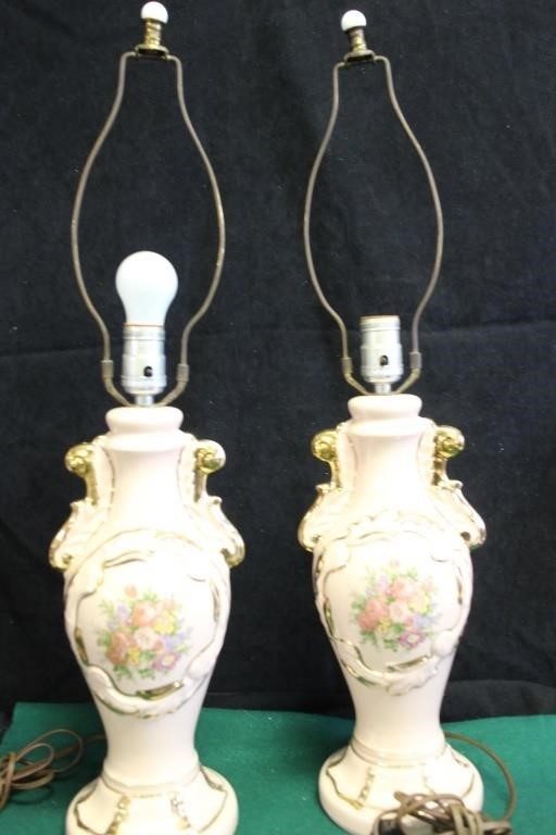 Pair of Pink Ceramic Lamps w/shades