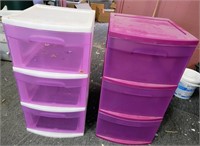 3 SETS PLASTIC DRAWER SETS, PINK / CLEAR ORGANIZES