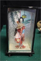 Vintage Japanese Geisha Doll in Glass Case