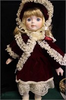 Vintage Porcelain Girl w/burgundy dress