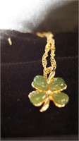 Gold Tone Necklace w/4 Leaf Clover