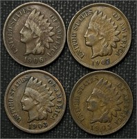 1903, 1905, 1906, 1907 Full Liberty Indian Heads