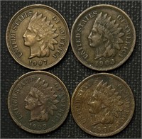 3 Full Liberty & 1 Partial Indian Head Cents