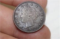 A Toned 1904 V Nickel