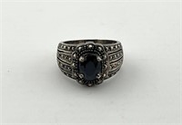 Sterling Black Stone Ring Sz7, 7g