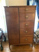 ANTIQUE ARMOIRE WITH CEDAR LINED CABINET AND 5