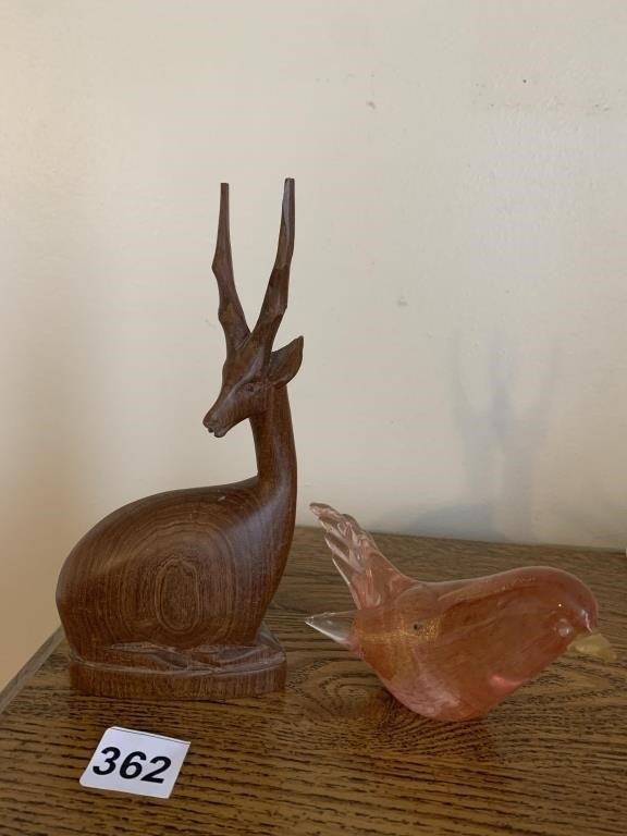 ALFRED BARBINI MURANO GLASS BIRD, HAND CARVED