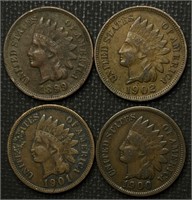 1899, 1900, 1901, 1902 Indian Head Cents