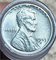 Full Tube of 1943 Steel Wheat Cents